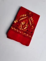 Red Cotton Kantha Stitch Blouse Piece - Image 2