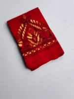 Red Cotton Kantha Stitch Blouse Piece - Image 3