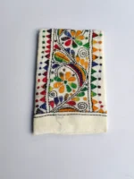 White Cotton Kantha Stitch Blouse Piece