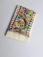 White Cotton Kantha Stitch Blouse Piece - Image 3