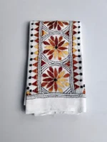 White Cotton Kantha Stitch Blouse Piece