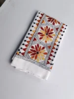 White Cotton Kantha Stitch Blouse Piece - Image 2