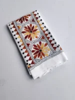 White Cotton Kantha Stitch Blouse Piece - Image 3