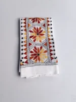 White Cotton Kantha Stitch Blouse Piece - Image 4