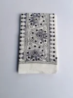 White Cotton Kantha Stitch Blouse Piece