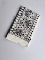 White Cotton Kantha Stitch Blouse Piece - Image 3