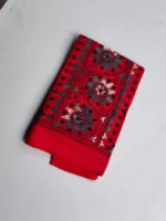 Red Cotton Kantha Stitch Blouse Piece - Image 3