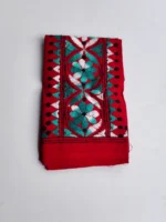 Red Cotton Kantha Stitch Blouse Piece - Image 4