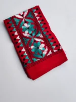 Red Cotton Kantha Stitch Blouse Piece - Image 2