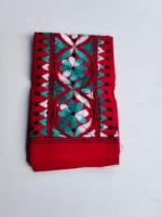 Red Cotton Kantha Stitch Blouse Piece