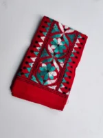 Red Cotton Kantha Stitch Blouse Piece - Image 3