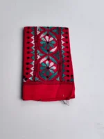 Red Cotton Kantha Stitch Blouse Piece - Image 4
