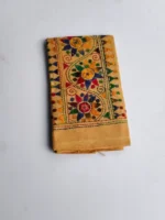 Mustard yellow Cotton Kantha Stitch Blouse Piece - Image 4