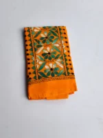 Orange Cotton Kantha Stitch Blouse Piece - Image 4