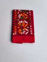 Red Cotton Kantha Stitch Blouse Piece - Image 4
