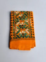 Orange Cotton Kantha Stitch Blouse Piece