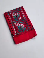 Red Cotton Kantha Stitch Blouse Piece - Image 3