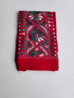 Red Cotton Kantha Stitch Blouse Piece - Image 4