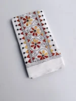 White Cotton Kantha Stitch Blouse Piece - Image 3