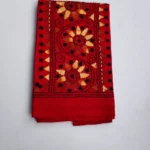 Red Cotton Kantha Stitch Blouse Piece