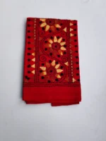 Red Cotton Kantha Stitch Blouse Piece