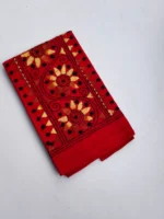 Red Cotton Kantha Stitch Blouse Piece - Image 3