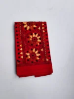 Red Cotton Kantha Stitch Blouse Piece - Image 4