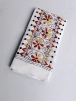 White Cotton Kantha Stitch Blouse Piece - Image 2