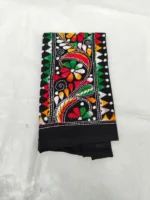 Black Cotton Hand Work Blouse Piece - flower design