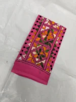 Pink Cotton Hand Work Blouse Material - Image 3