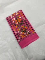 Pink Cotton Hand Work Blouse Material - Image 2