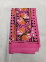 Cotton Hand Work Blouse Piece Pink  - flower design