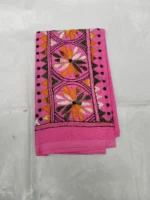 Cotton Hand Work Blouse Piece Pink  - flower design - Image 4