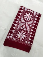 Maroon Cotton Hand Work Blouse Piece - flower design - Image 3
