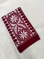 Maroon Cotton Hand Work Blouse Piece - flower design - Image 2