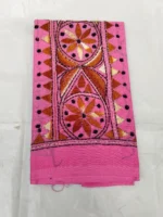 Pink Cotton Hand Work Blouse Piece Material - Image 4