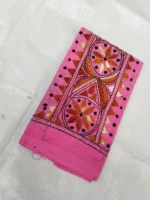 Pink Cotton Hand Work Blouse Piece Material - Image 2