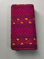 Kantha stitch purse double zipper for Women Red Purple