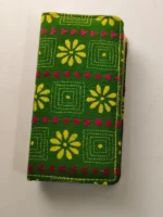 Green Kantha Stitch Cotton Zip Wallet – Double Zipper Compartments
