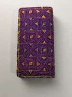 Purple Kantha Stitch Cotton Zip Wallet – Double Zipper Compartments