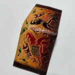 Handcrafted Leather Wallet – Royal Elephant Black and Red Design