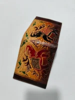 Handcrafted Leather Wallet – Royal Elephant Black and Red Design