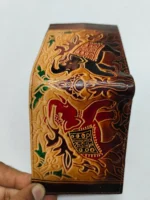 Handcrafted Leather Wallet – Royal Elephant Black and Red Design - Image 2