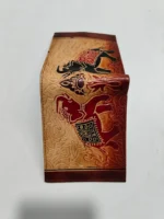 Handcrafted Leather Wallet – Royal Elephant Black and Red Design