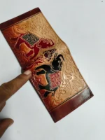 Handcrafted Leather Wallet – Royal Elephant Black and Red Design - Image 2