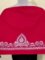 Red Premium Cotton Kantha Stitch Blouse Material