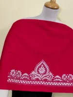 Red Premium Cotton Kantha Stitch Blouse Material - Image 3