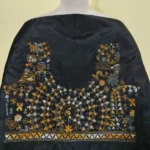 Black Silk Kantha Stitch Blouse Material tribal & floral motifs