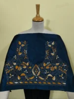 Silk Kantha Stitch Blouse Material – Peacock color Yellow and white flower - Image 3