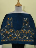 Silk Kantha Stitch Blouse Material – Peacock color Yellow and white flower